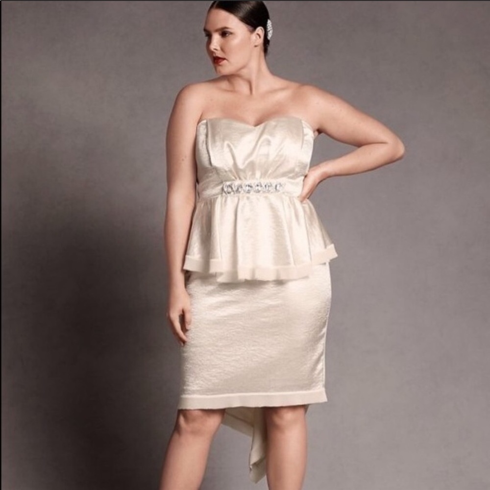 Isabel Toledo Ivory Peplum Dress size 16 NWT
